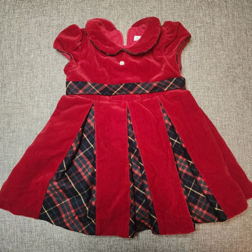 18 month Red velvet Patachou tartan Christmas dress.